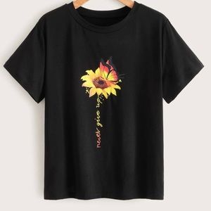 Never Give Up Sunflower Graphic Tee - NWT